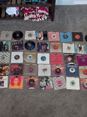 Lot of 55 Vintage 45 RPM Vinyl Records - Multicolor Sleeves